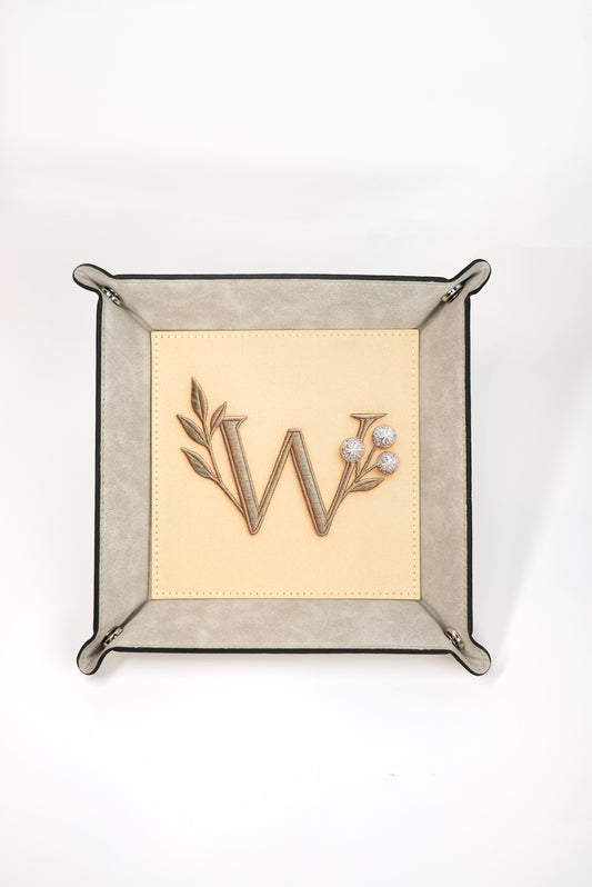 Vegan Leather Trinket Tray - Wild Diamond grey
