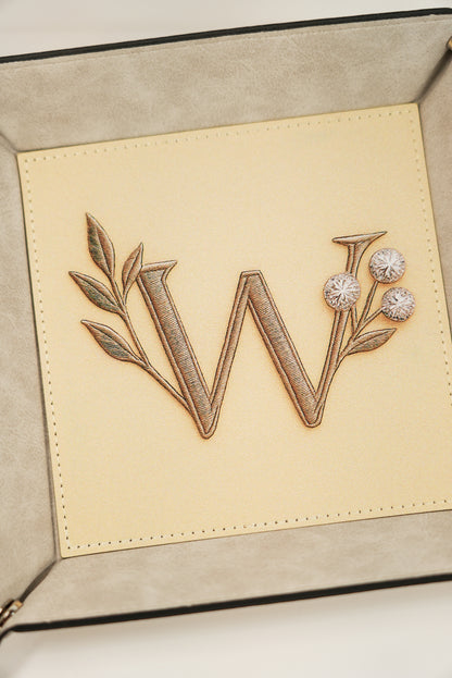 Vegan Leather Trinket Tray - Wild Diamond grey