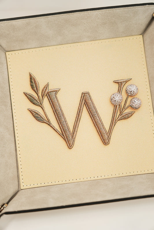 Vegan Leather Trinket Tray - Wild Diamond grey